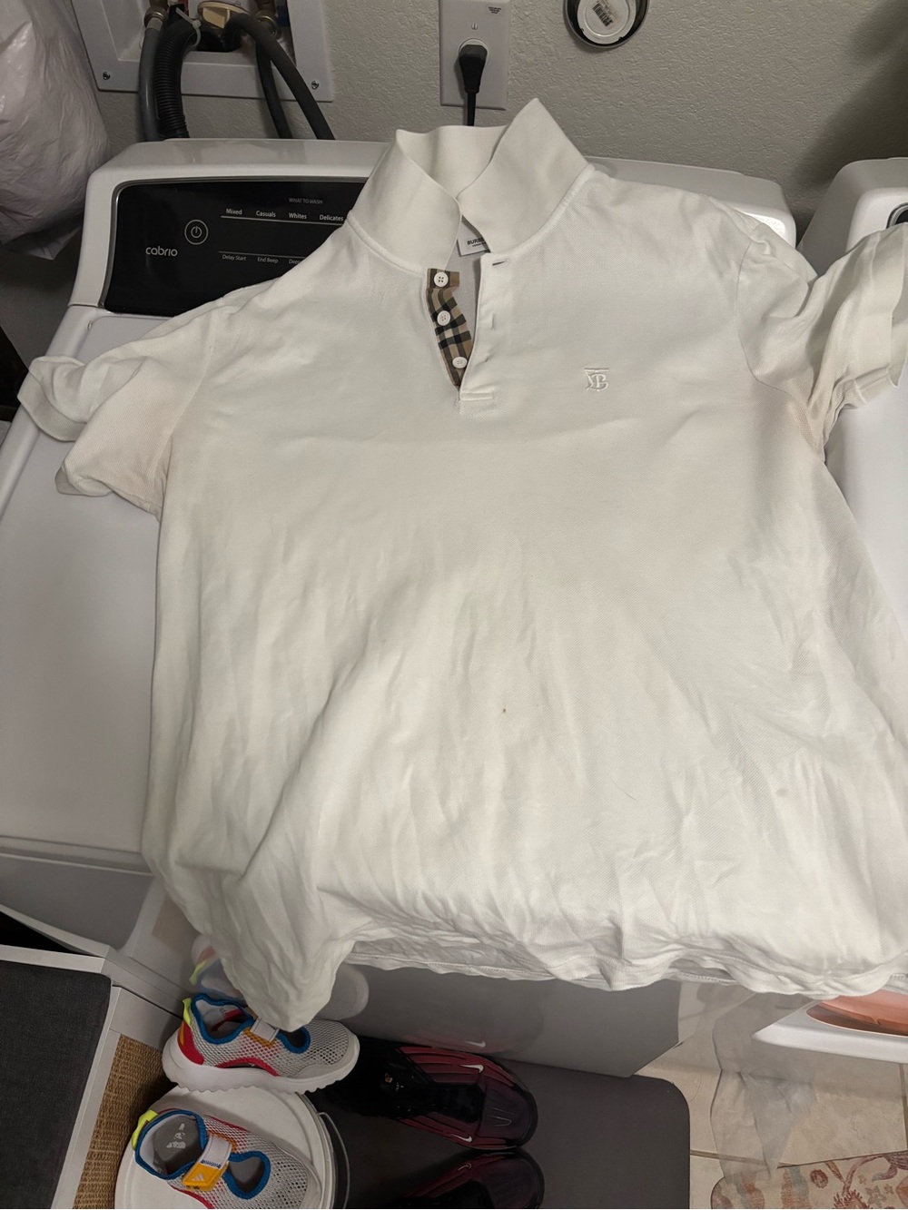 Burberry White Interior Label Cotton Top